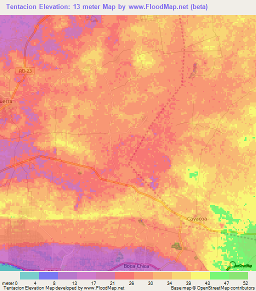 Tentacion,Dominican Republic Elevation Map