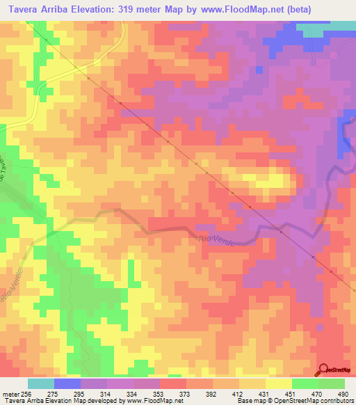 Tavera Arriba,Dominican Republic Elevation Map