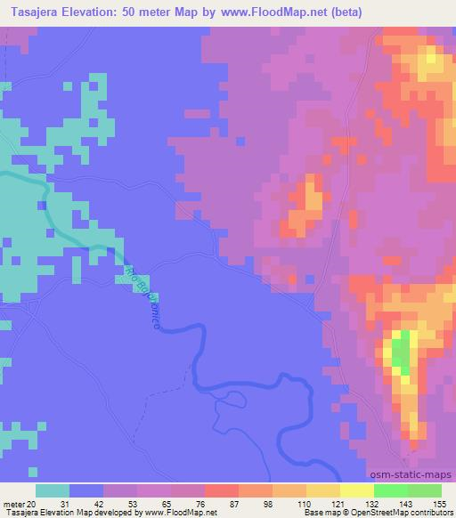 Tasajera,Dominican Republic Elevation Map