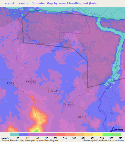 Taranal,Dominican Republic Elevation Map