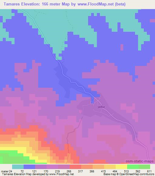 Tamares,Dominican Republic Elevation Map