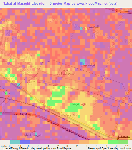 `Izbat al Maraghi,Egypt Elevation Map