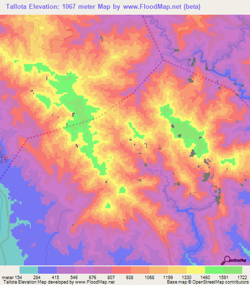 Tallota,Dominican Republic Elevation Map