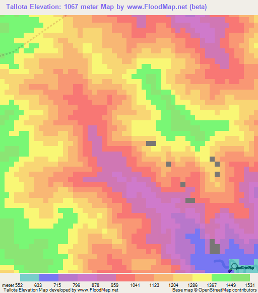 Tallota,Dominican Republic Elevation Map