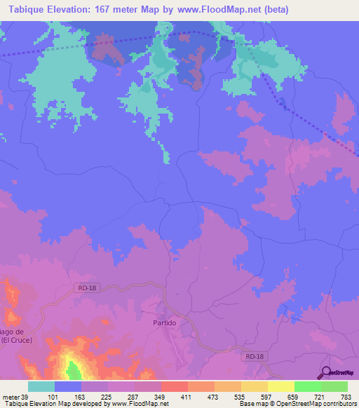 Tabique,Dominican Republic Elevation Map