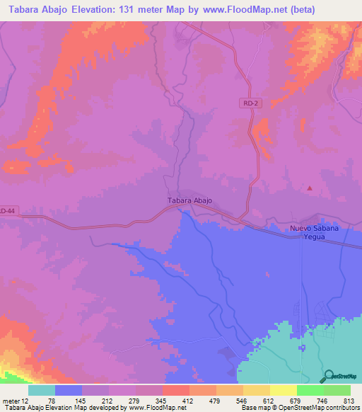 Tabara Abajo,Dominican Republic Elevation Map