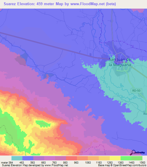 Suarez,Dominican Republic Elevation Map