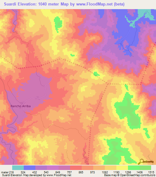 Suardi,Dominican Republic Elevation Map