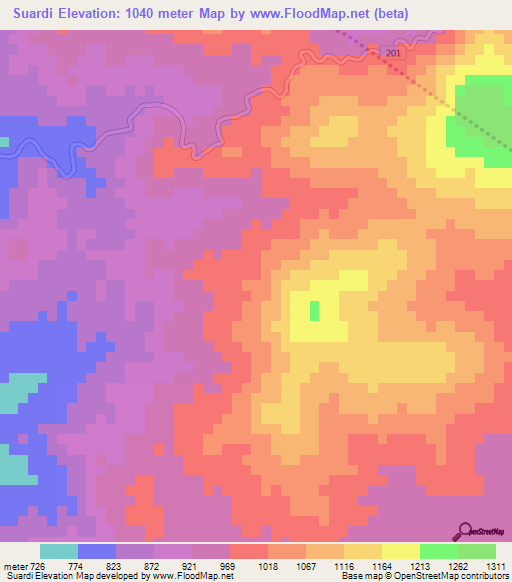 Suardi,Dominican Republic Elevation Map