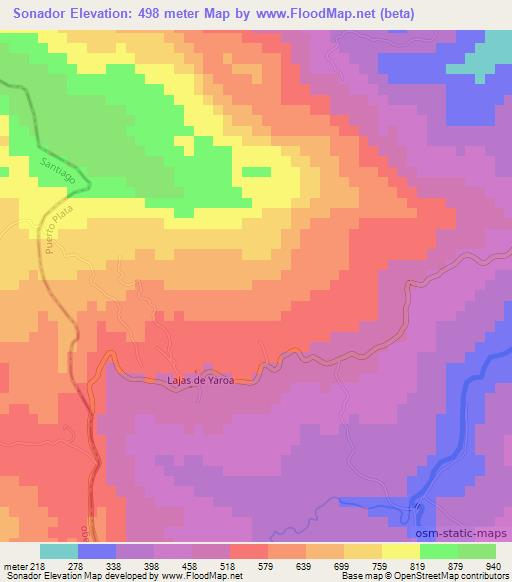 Sonador,Dominican Republic Elevation Map