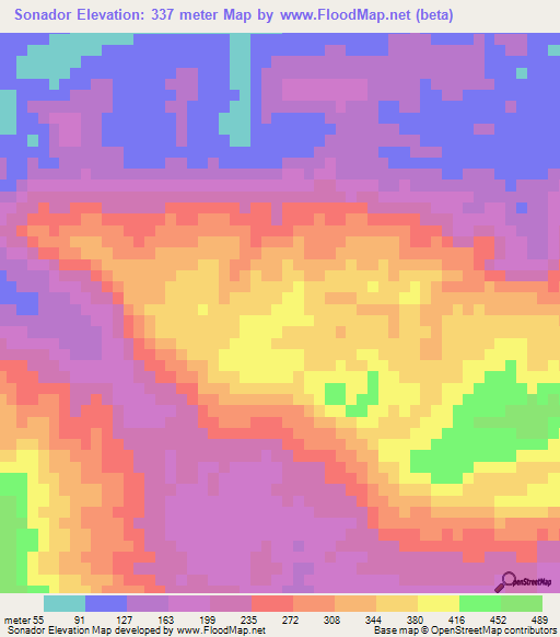 Sonador,Dominican Republic Elevation Map