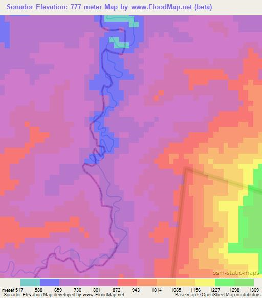 Sonador,Dominican Republic Elevation Map