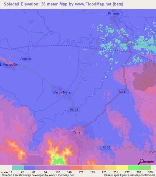 Soledad,Dominican Republic Elevation Map