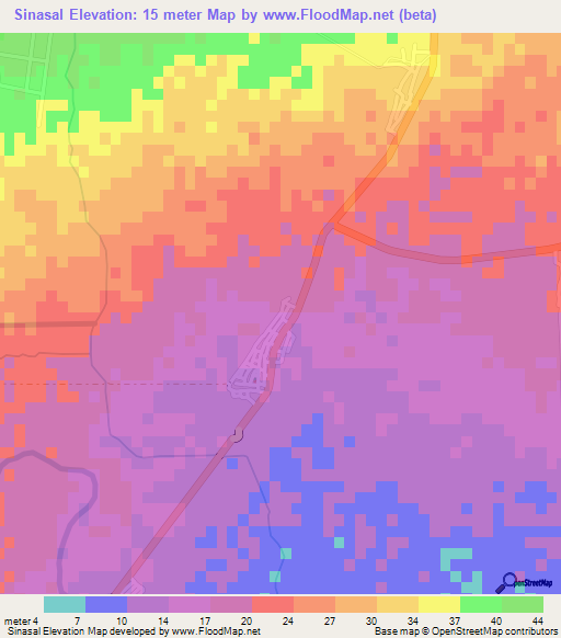 Sinasal,Dominican Republic Elevation Map