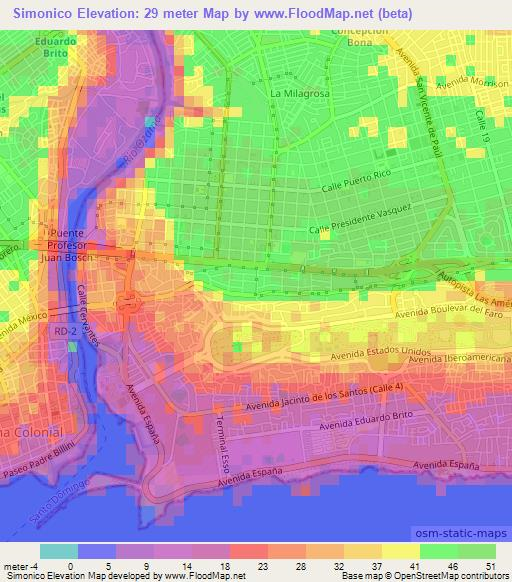 Simonico,Dominican Republic Elevation Map