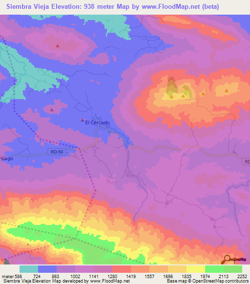 Siembra Vieja,Dominican Republic Elevation Map