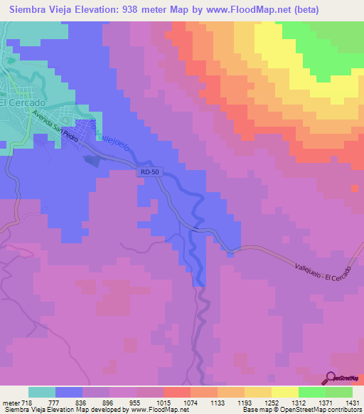 Siembra Vieja,Dominican Republic Elevation Map