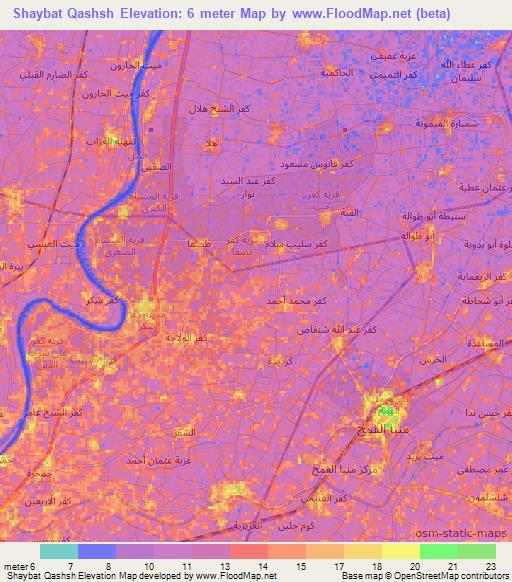 Shaybat Qashsh,Egypt Elevation Map
