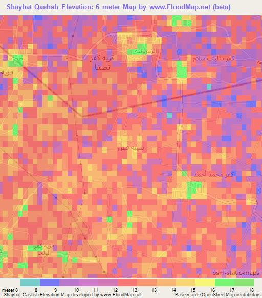 Shaybat Qashsh,Egypt Elevation Map