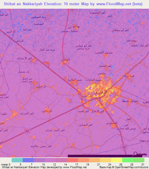 Shibat an Nakkariyah,Egypt Elevation Map