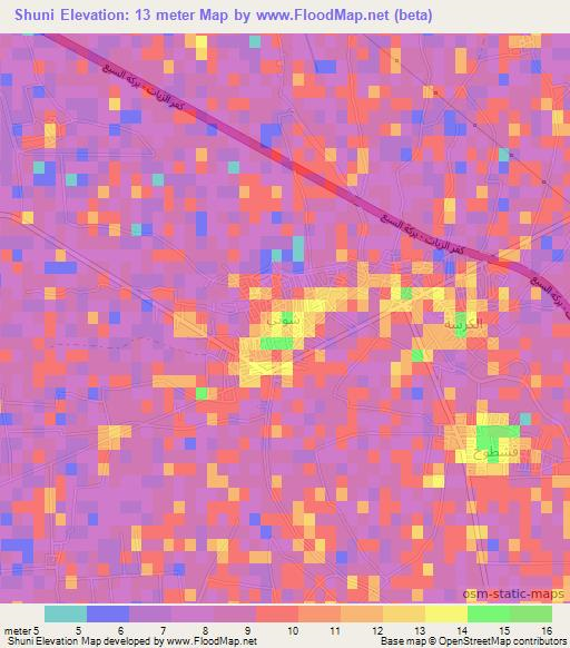 Shuni,Egypt Elevation Map