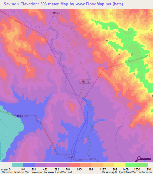 Savinon,Dominican Republic Elevation Map