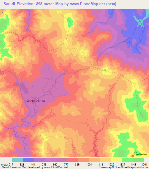 Sauldi,Dominican Republic Elevation Map