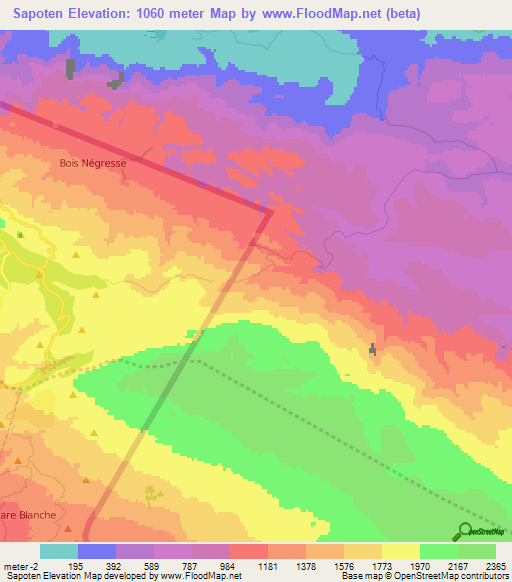 Sapoten,Dominican Republic Elevation Map