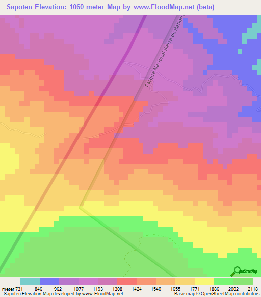 Sapoten,Dominican Republic Elevation Map