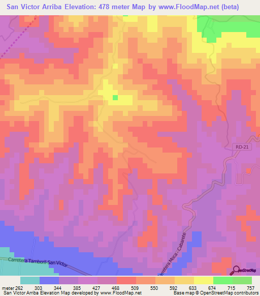 San Victor Arriba,Dominican Republic Elevation Map