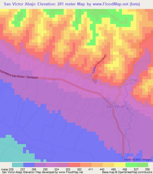 San Victor Abajo,Dominican Republic Elevation Map