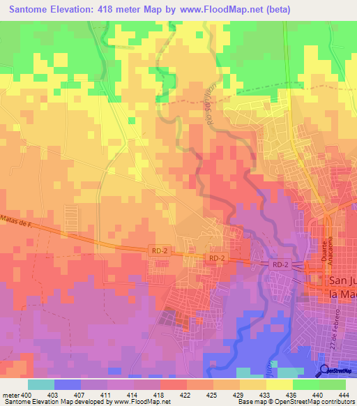 Santome,Dominican Republic Elevation Map