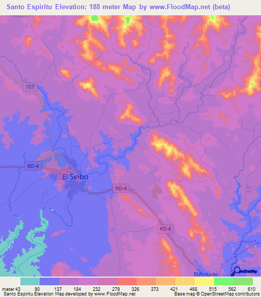 Santo Espiritu,Dominican Republic Elevation Map