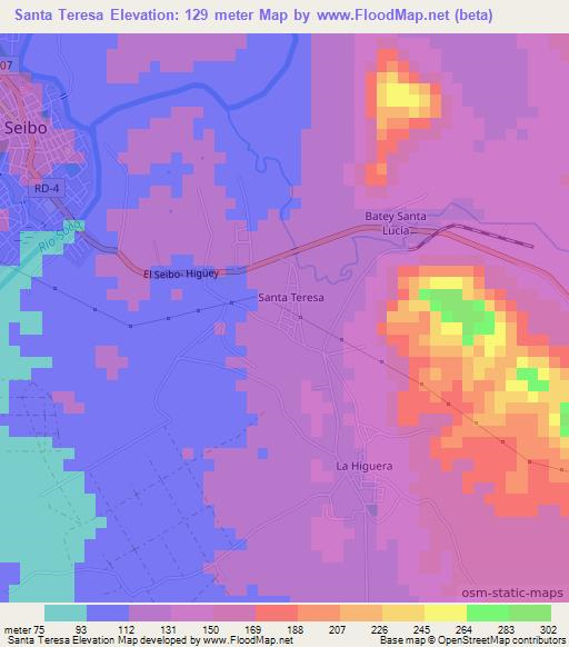 Santa Teresa,Dominican Republic Elevation Map