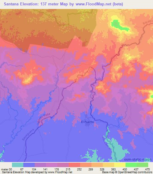 Santana,Dominican Republic Elevation Map