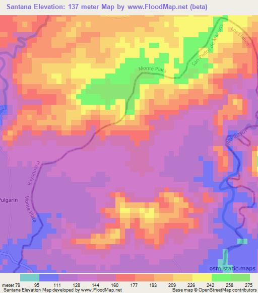 Santana,Dominican Republic Elevation Map