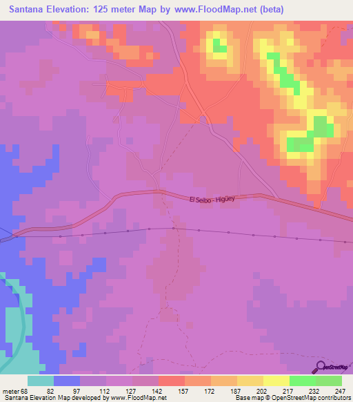 Santana,Dominican Republic Elevation Map