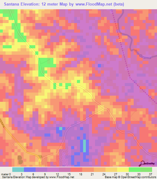 Santana,Dominican Republic Elevation Map