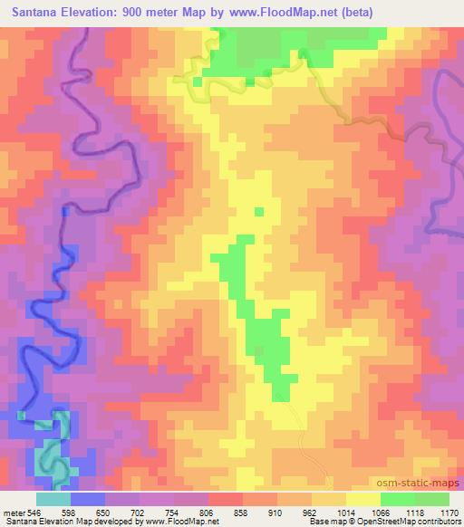 Santana,Dominican Republic Elevation Map