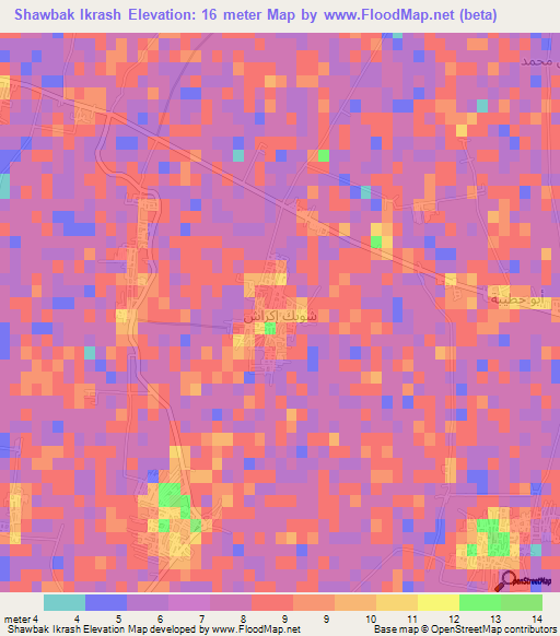 Shawbak Ikrash,Egypt Elevation Map