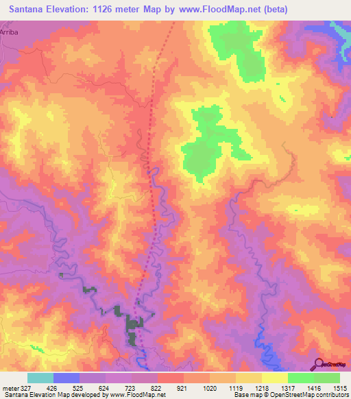 Santana,Dominican Republic Elevation Map