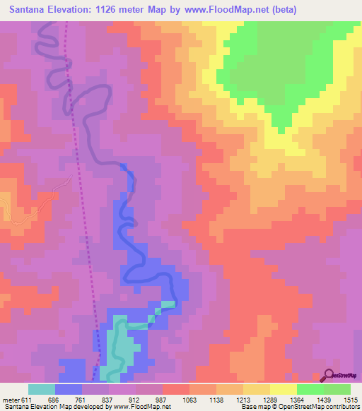 Santana,Dominican Republic Elevation Map