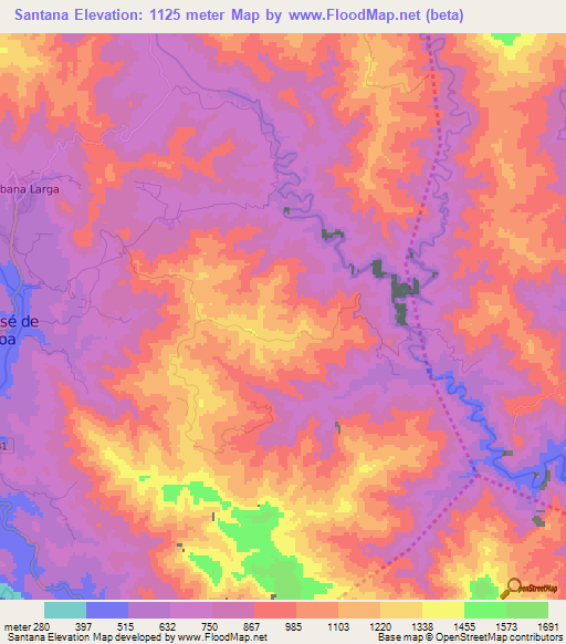 Santana,Dominican Republic Elevation Map