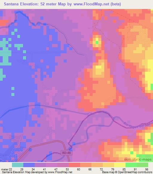 Santana,Dominican Republic Elevation Map