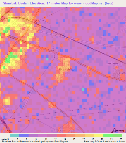 Shawbak Bastah,Egypt Elevation Map