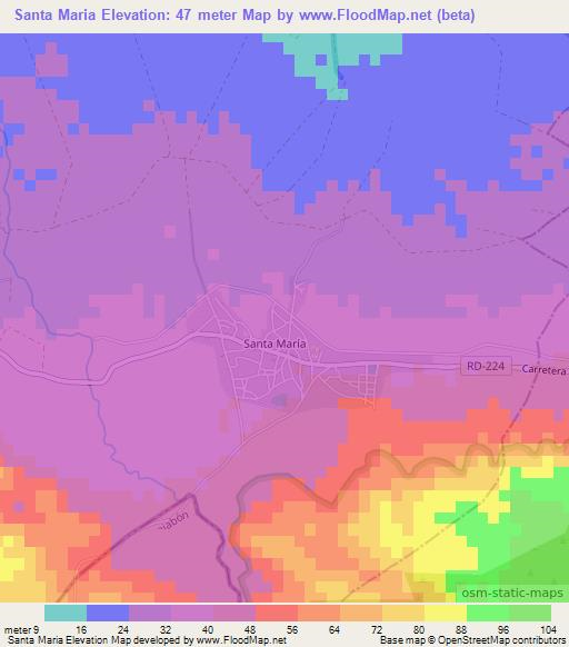 Santa Maria,Dominican Republic Elevation Map