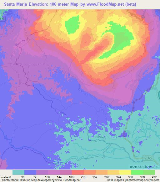 Santa Maria,Dominican Republic Elevation Map