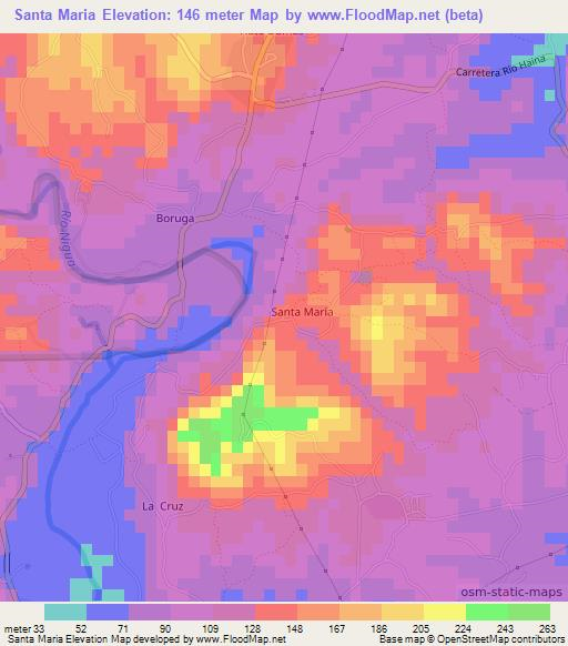 Santa Maria,Dominican Republic Elevation Map