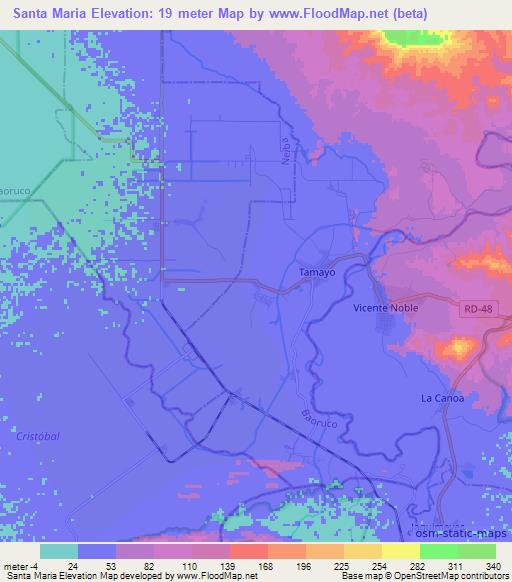 Santa Maria,Dominican Republic Elevation Map