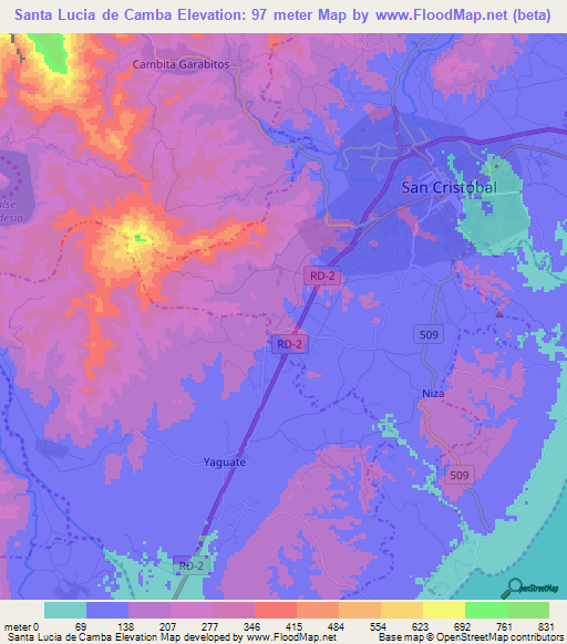 Santa Lucia de Camba,Dominican Republic Elevation Map
